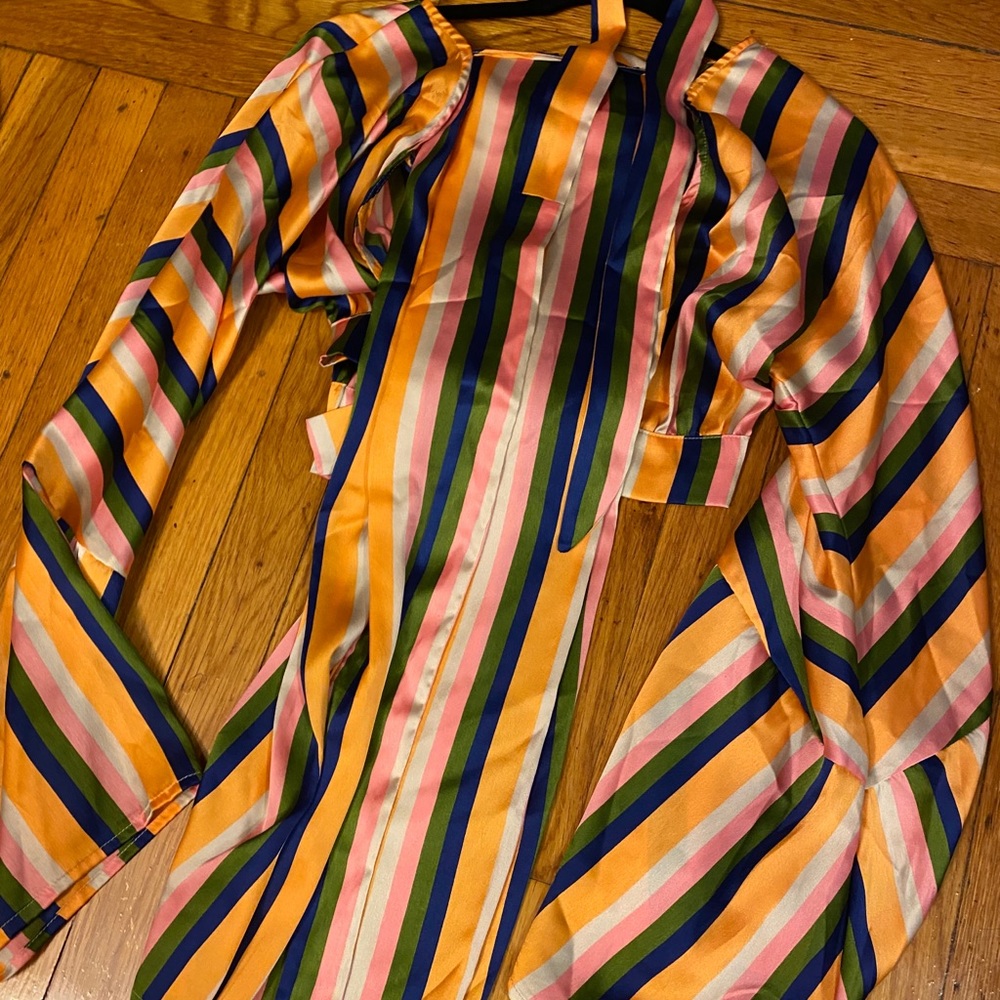 Satin Striped blouse and pants